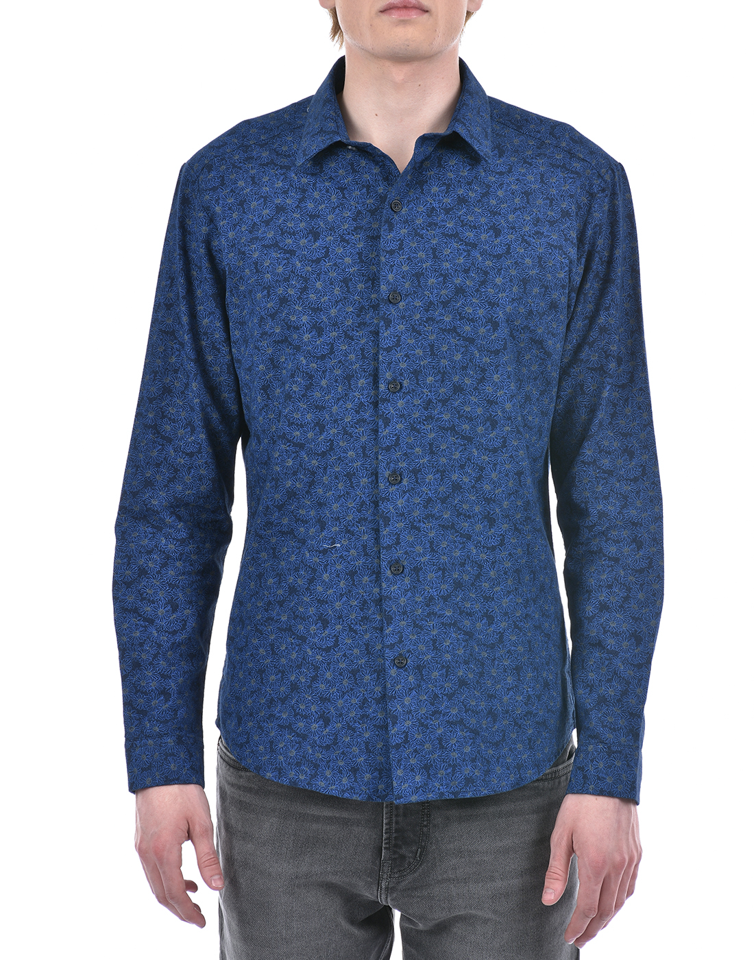 Numero Uno Men Floral Print Blue Shirt